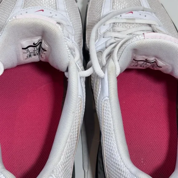 Nike Women's Reax Run 5 Running Shoes SZ10 White Silver Pink 407987-116 Athletic