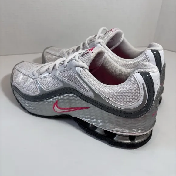 Nike Women's Reax Run 5 Running Shoes SZ10 White Silver Pink 407987-116 Athletic