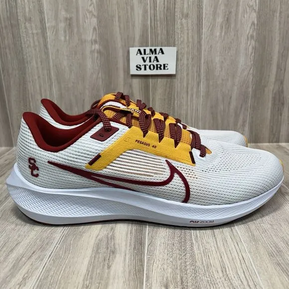 Nike Zoom Pegasus 40 USC Trojans Running Shoes White DZ6003-100 Men’s Size 12.5