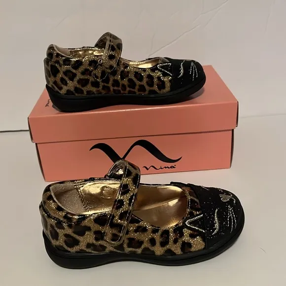 Nina Kitty Leopard Animal Print Patent Mary Jane Shoes