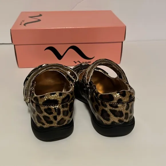 Nina Kitty Leopard Animal Print Patent Mary Jane Shoes