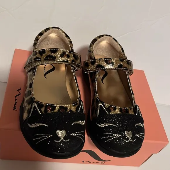 Nina Kitty Leopard Animal Print Patent Mary Jane Shoes