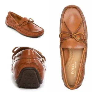 NWOB Polo Ralph Lauren Roberts Leather Driver Loafers Polo Tan