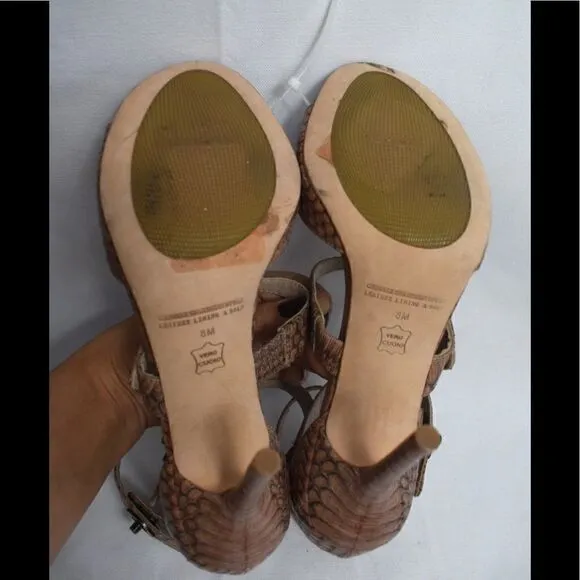 NWOB LEON MAX Saffy Genuine Snakeskin heeled Sandal