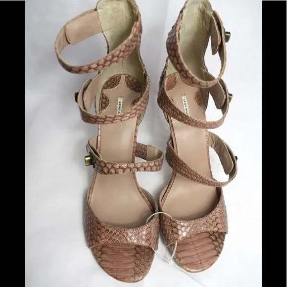 NWOB LEON MAX Saffy Genuine Snakeskin heeled Sandal