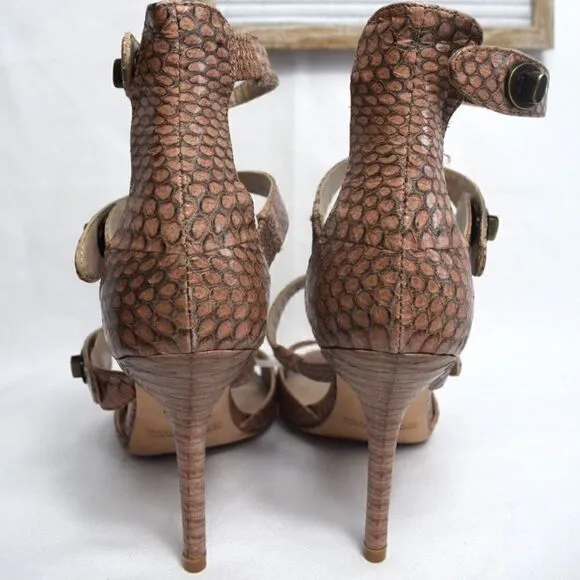 NWOB LEON MAX Saffy Genuine Snakeskin heeled Sandal