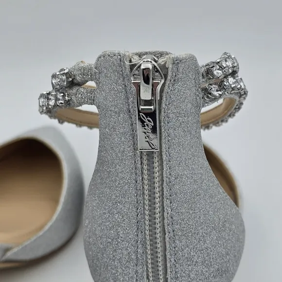 NWOT Jewel Badgley Mischka Maya Crystal Strap 2-Piece Pointy-Toe Pumps, Silver 9