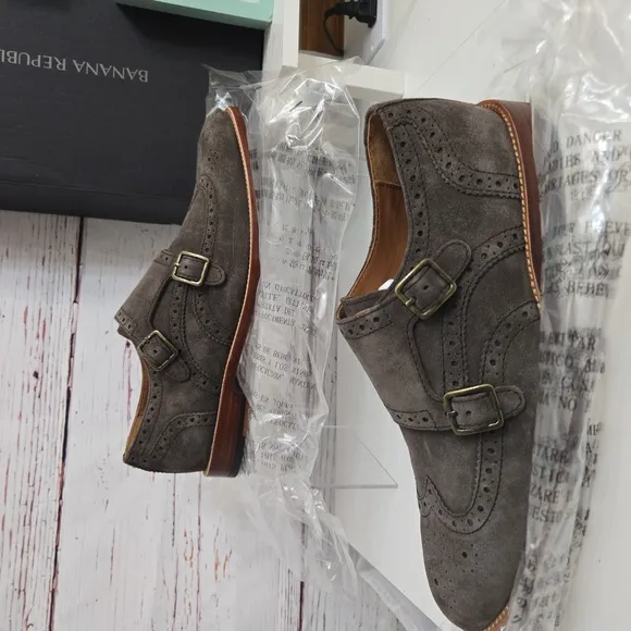 NWT Banana Republic Men's Brown Double Monk Strap Shoes Size 7M
