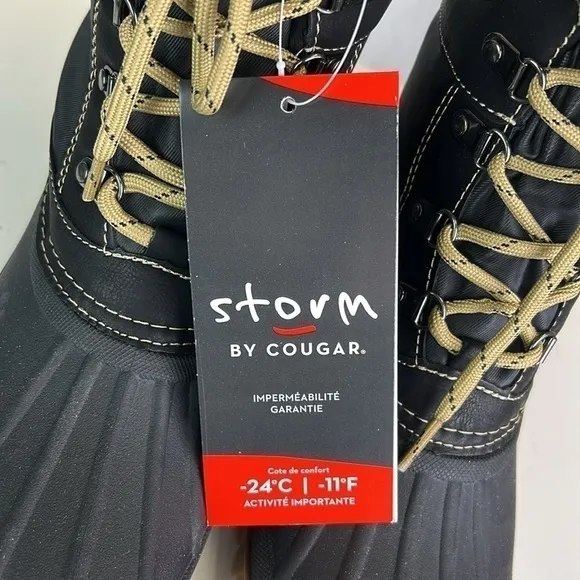 NWT Cougar Candela Waterproof Winter Lace-Up Black Boots with Fleece Lining Sz 9