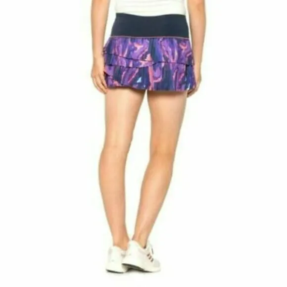 Nwt Lucky In Love Pleated tier tennis skort skirt L Large purple violet blue etc