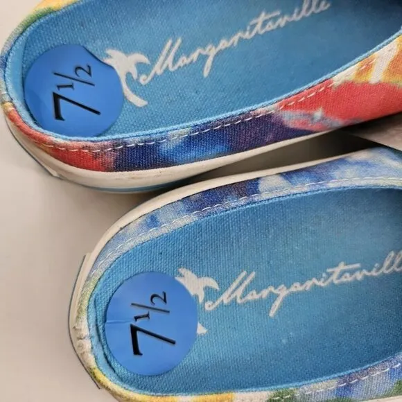 NWT Margaritaville Sailor Slip-On Mules Shoes Tie Dye Rainbow Women's Size 7.5