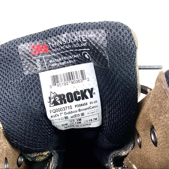 NWT Rocky Hunting Kids Waterproof 3M Boots, 1M