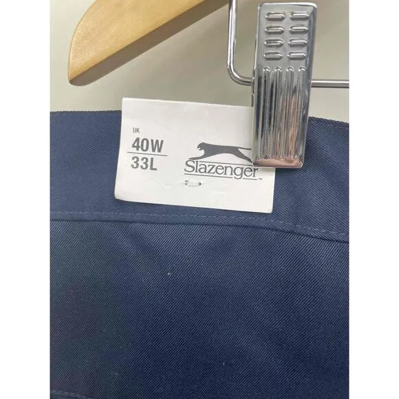 NWT Slazenger A91683 Blue Flat Front Golf Pants Dress Style Mens 40W 33L