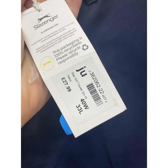 NWT Slazenger A91683 Blue Flat Front Golf Pants Dress Style Mens 40W 33L