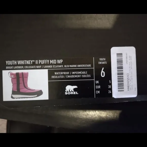 NWT Sorel Girls Youth Insulated Waterproof Winter Snow Boots Size 4