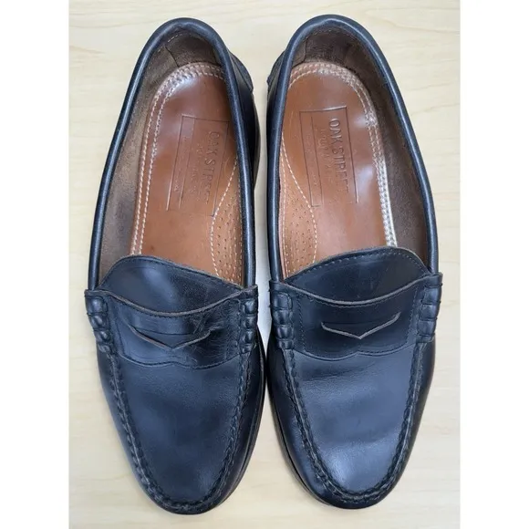 OAK STREET BOOTMAKERS Penny Loafers Beefroll Black Leather Mens Sz 10 Shoes