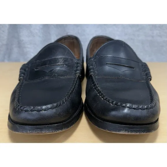 OAK STREET BOOTMAKERS Penny Loafers Beefroll Black Leather Mens Sz 10 Shoes
