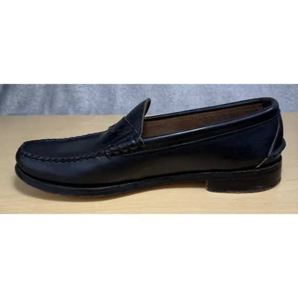 OAK STREET BOOTMAKERS Penny Loafers Beefroll Black Leather Mens Sz 10 Shoes