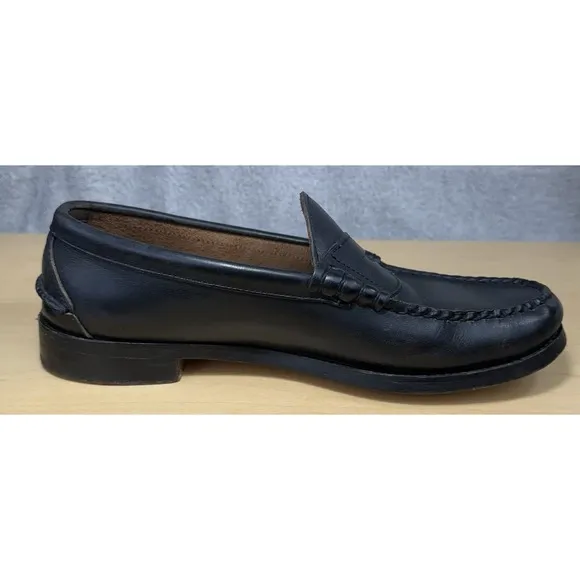 OAK STREET BOOTMAKERS Penny Loafers Beefroll Black Leather Mens Sz 10 Shoes