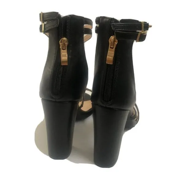 Olivia Miller Women’s strappy Shoes Sandle Black size 9 Ankle Strap Back Zip