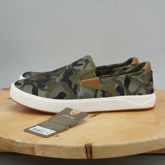 OluKai Lae'Ahi Pa'i Mens Size 8 Shoes Camouflage Green Slip On Comfort Sneakers