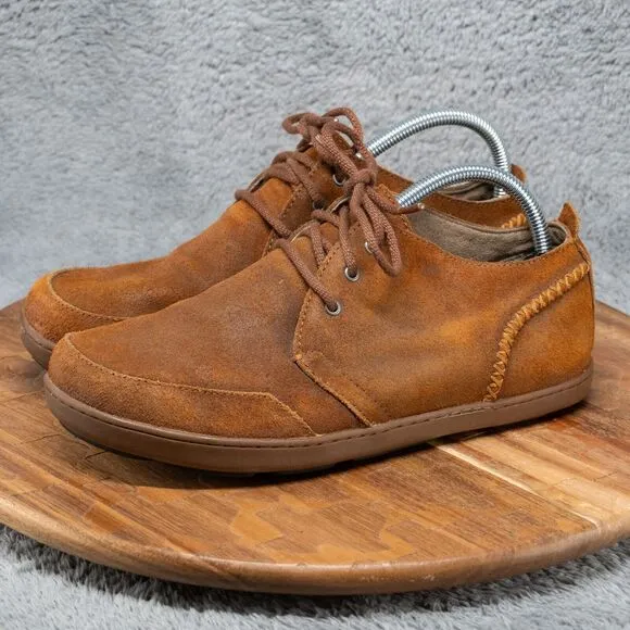 Olukai Maki Shoes Mens Size 8 Brown Suede Moccasin Lace Up Chukka Loafers