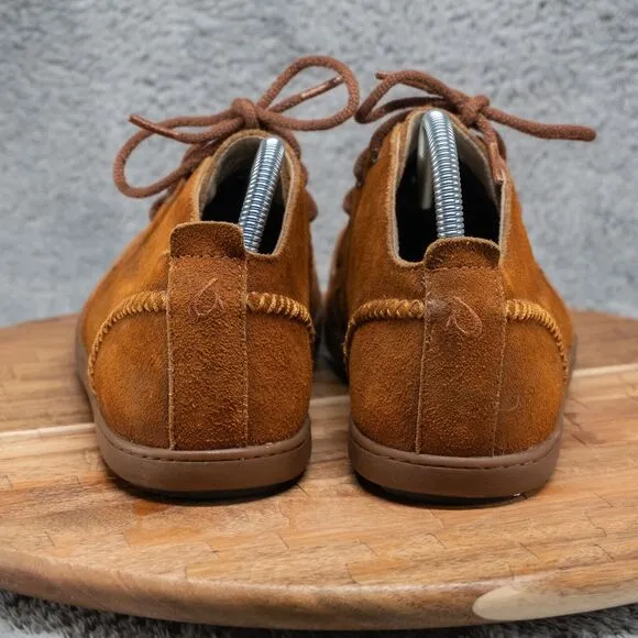 Olukai Maki Shoes Mens Size 8 Brown Suede Moccasin Lace Up Chukka Loafers