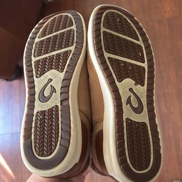 Olukai Malua Hulu Women's Tan leather Shearling-Lined Slip-On Shoes