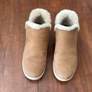 Olukai Malua Hulu Women's Tan leather Shearling-Lined Slip-On Shoes