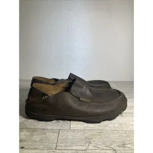 OluKai Moloa  Mens Slip On Shoes  Dark Wood Leather  Size‎ US M8.5