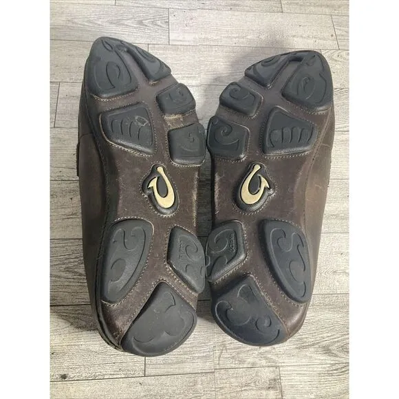 OluKai Moloa  Mens Slip On Shoes  Dark Wood Leather  Size‎ US M8.5