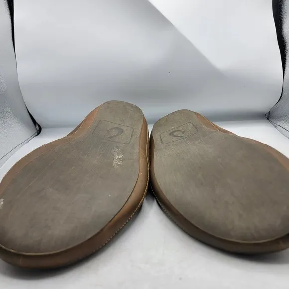 Olukai Moloa Slipper Size 15 Shearling Loafers Tan Leather Convertible Shoe