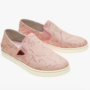 OLUKAI Pink Embroidered Slip Ons