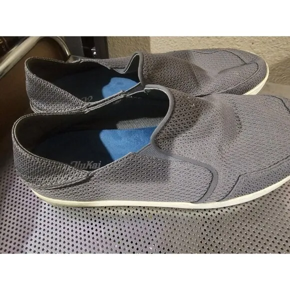 Olukai Wehi Nohea Mesh Gray Slip On Casual Shoes Men's Size 15