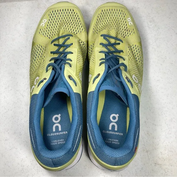 On Cloud Cloudsurfer Athletic Running Shoes Men's Sz 13 Green Zest Dust Blue