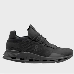 On Cloud Men's Cloudnova Black Low top Running Shoes black lace up sneakers 10.5