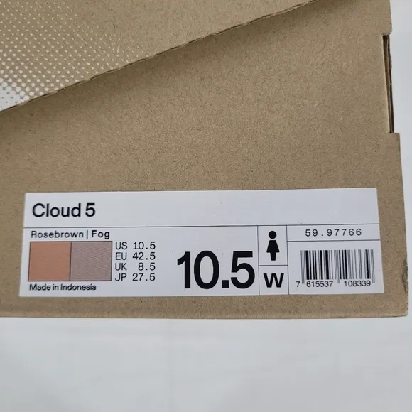 On Cloud Women's Cloud 5 Shoes Sneakers Rosebrown/Fog Size 10.5 New In Box