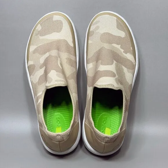 Oofos OOmg eeZee Low Womens Size 12 Slip On Sneakers Shoes Tan Camo Recovery
