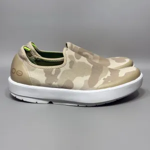 Oofos OOmg eeZee Low Womens Size 12 Slip On Sneakers Shoes Tan Camo Recovery