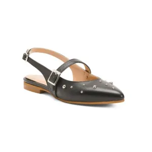 OROSCURO Black Made In Italy Leather Low Heel Shoes