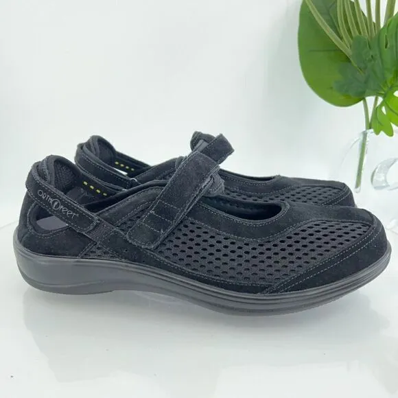 Orthofeet 893 Sanibel Mary Jane Women's 12 Wide Black Comfort Orthotic Shoes