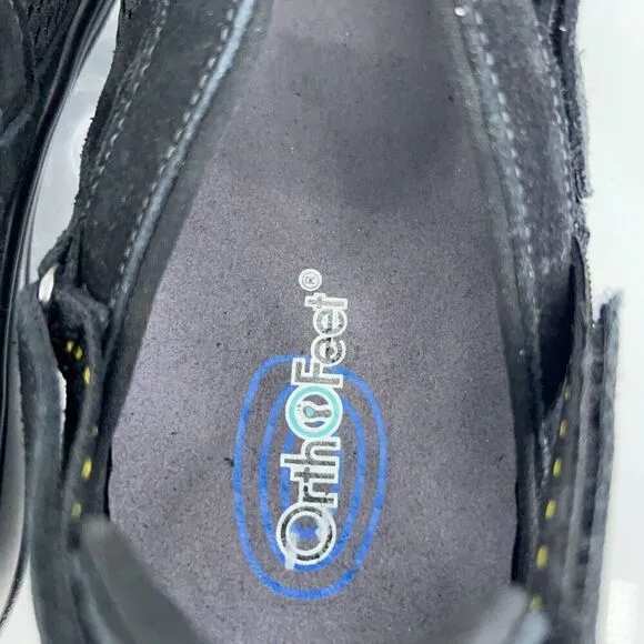 Orthofeet 893 Sanibel Mary Jane Women's 12 Wide Black Comfort Orthotic Shoes