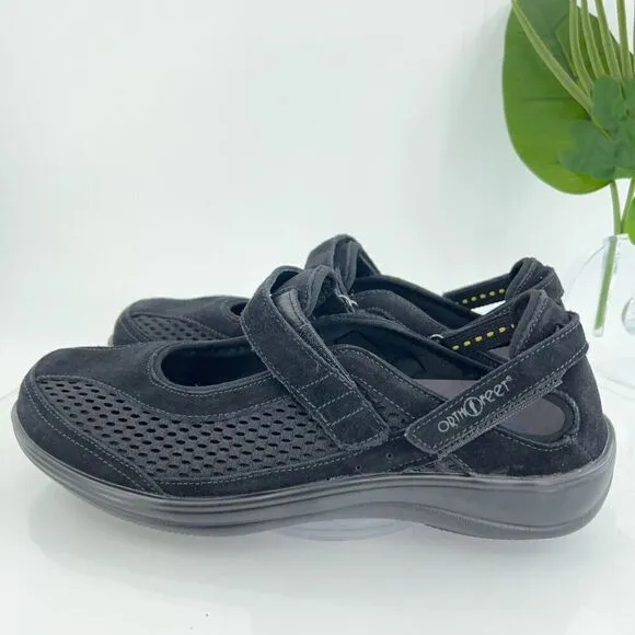 Orthofeet 893 Sanibel Mary Jane Women's 12 Wide Black Comfort Orthotic Shoes