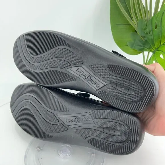 Orthofeet 893 Sanibel Mary Jane Women's 12 Wide Black Comfort Orthotic Shoes