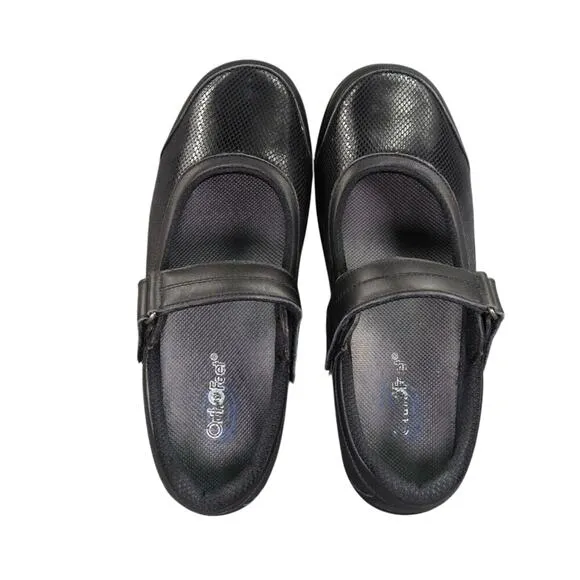 Orthofeet Shoes Women 11.5 Mary Jane Comfort Leather Oakridge Walking Black Wide