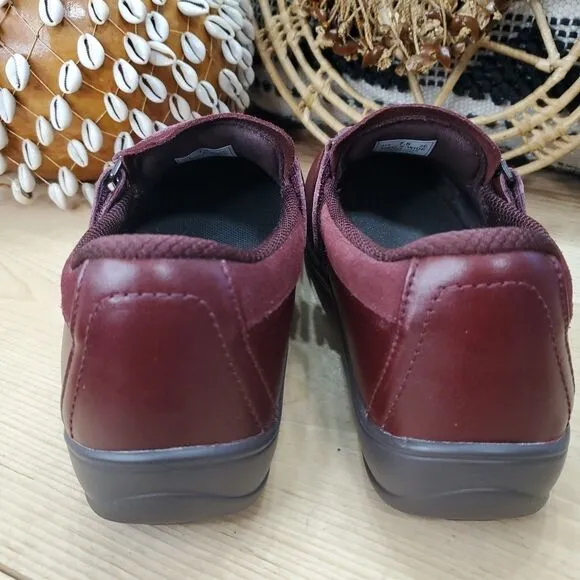 Orthofeet Women's 7.5 2E X-WIDE BOX Ergonomic Chelsea Shoes Leather Dark Cherry