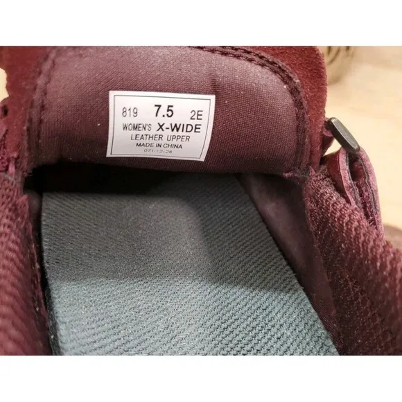 Orthofeet Women's 7.5 2E X-WIDE BOX Ergonomic Chelsea Shoes Leather Dark Cherry