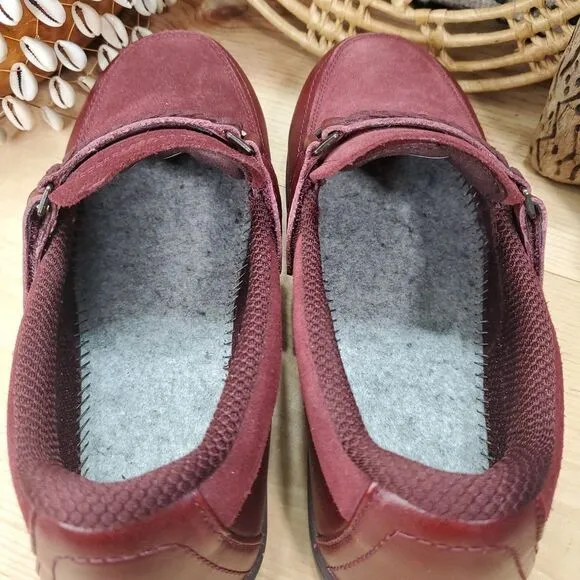 Orthofeet Women's 7.5 2E X-WIDE BOX Ergonomic Chelsea Shoes Leather Dark Cherry