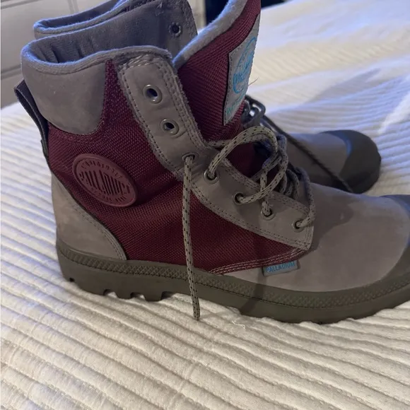 Palladium Gray and Burgundy Waterproof Boots