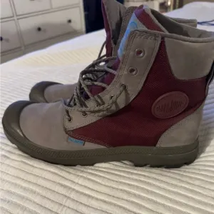 Palladium Gray and Burgundy Waterproof Boots